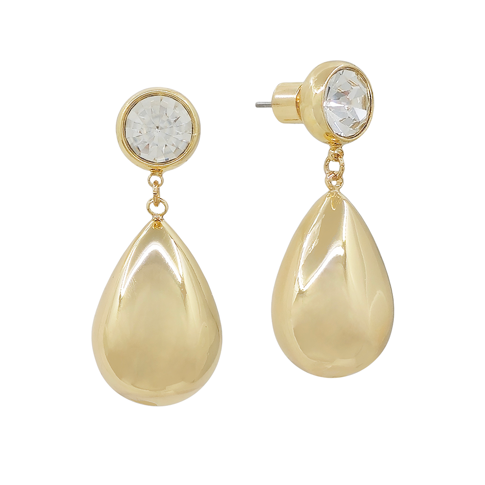 Crystal Accent Teardrop Drop Earrings