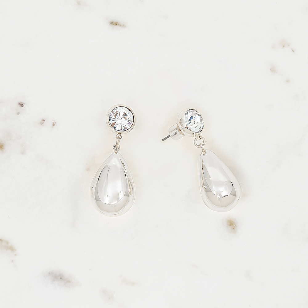Crystal Accent Teardrop Drop Earrings