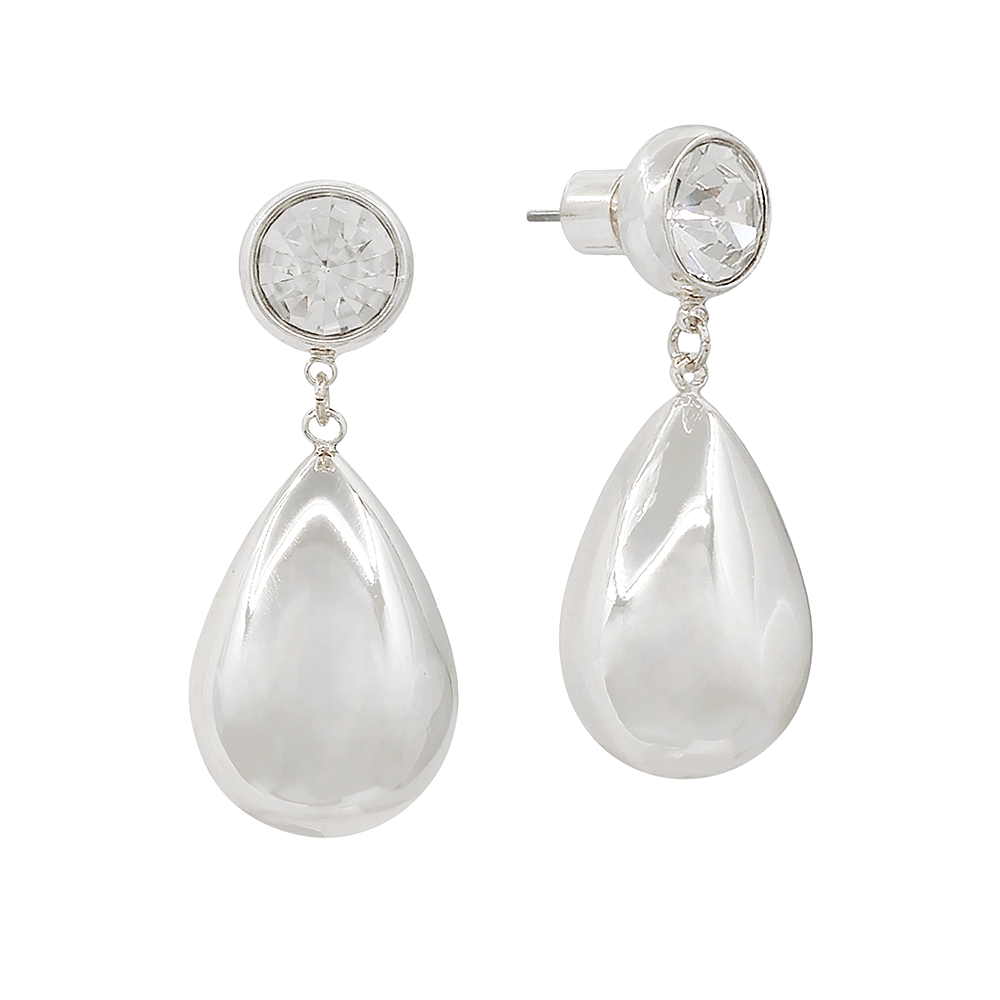 Crystal Accent Teardrop Drop Earrings