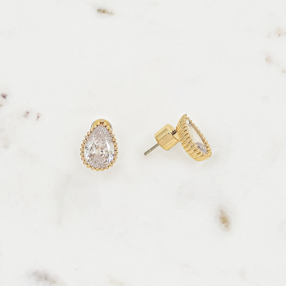Petite Teardrop CZ Stud Earrings