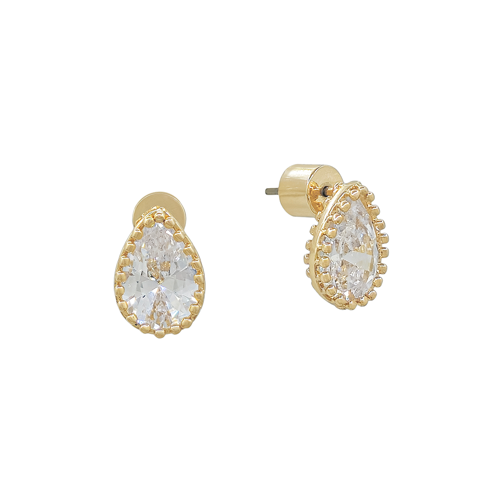 Petite Teardrop CZ Stud Earrings