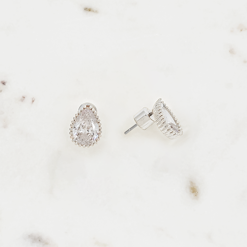 Petite Teardrop CZ Stud Earrings