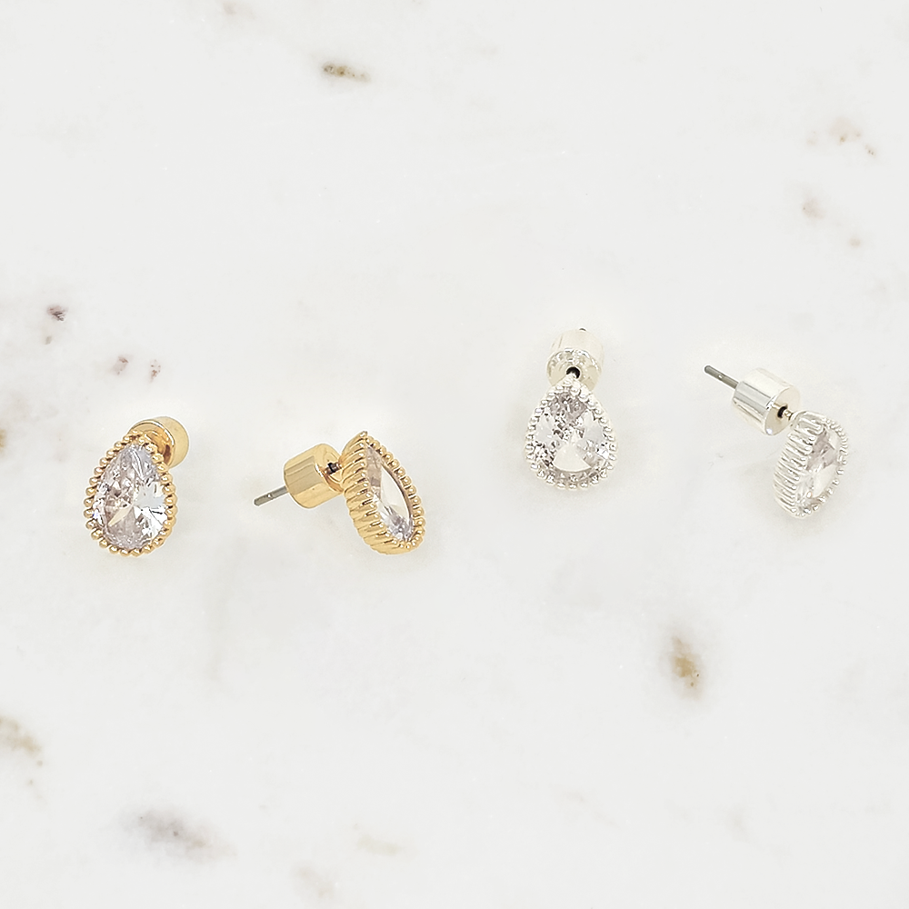 Petite Teardrop CZ Stud Earrings