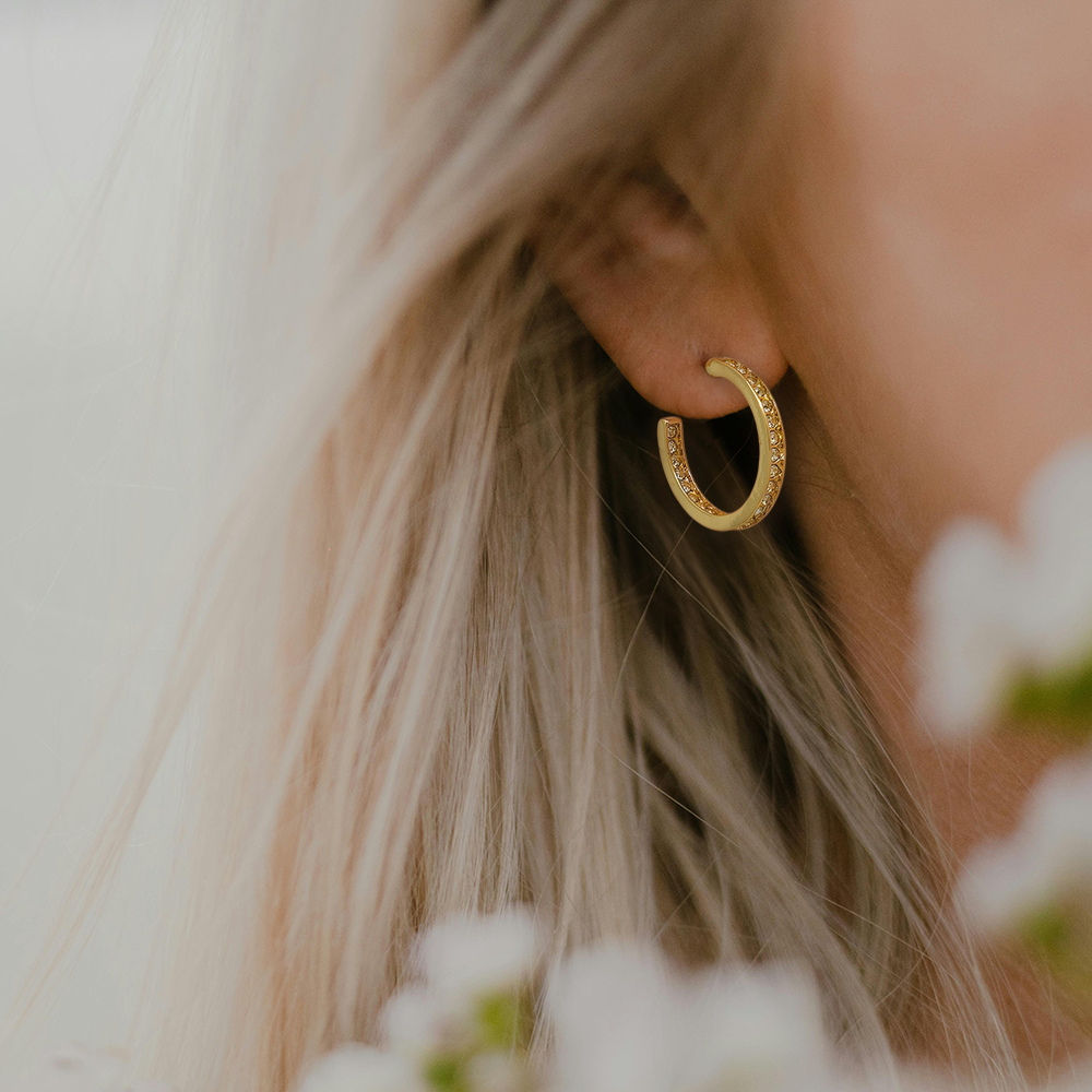 Pave Crystal Hoop Earrings