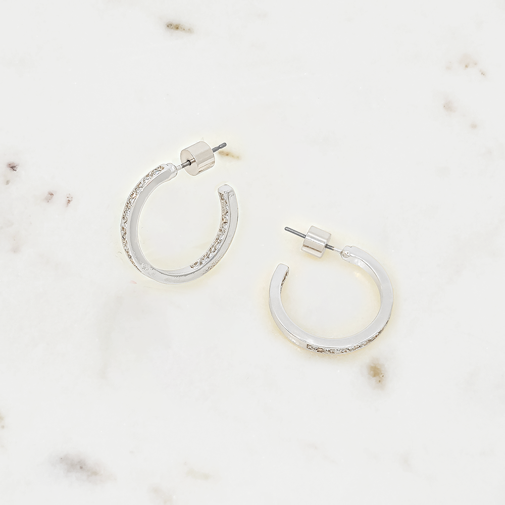 Pave Crystal Hoop Earrings