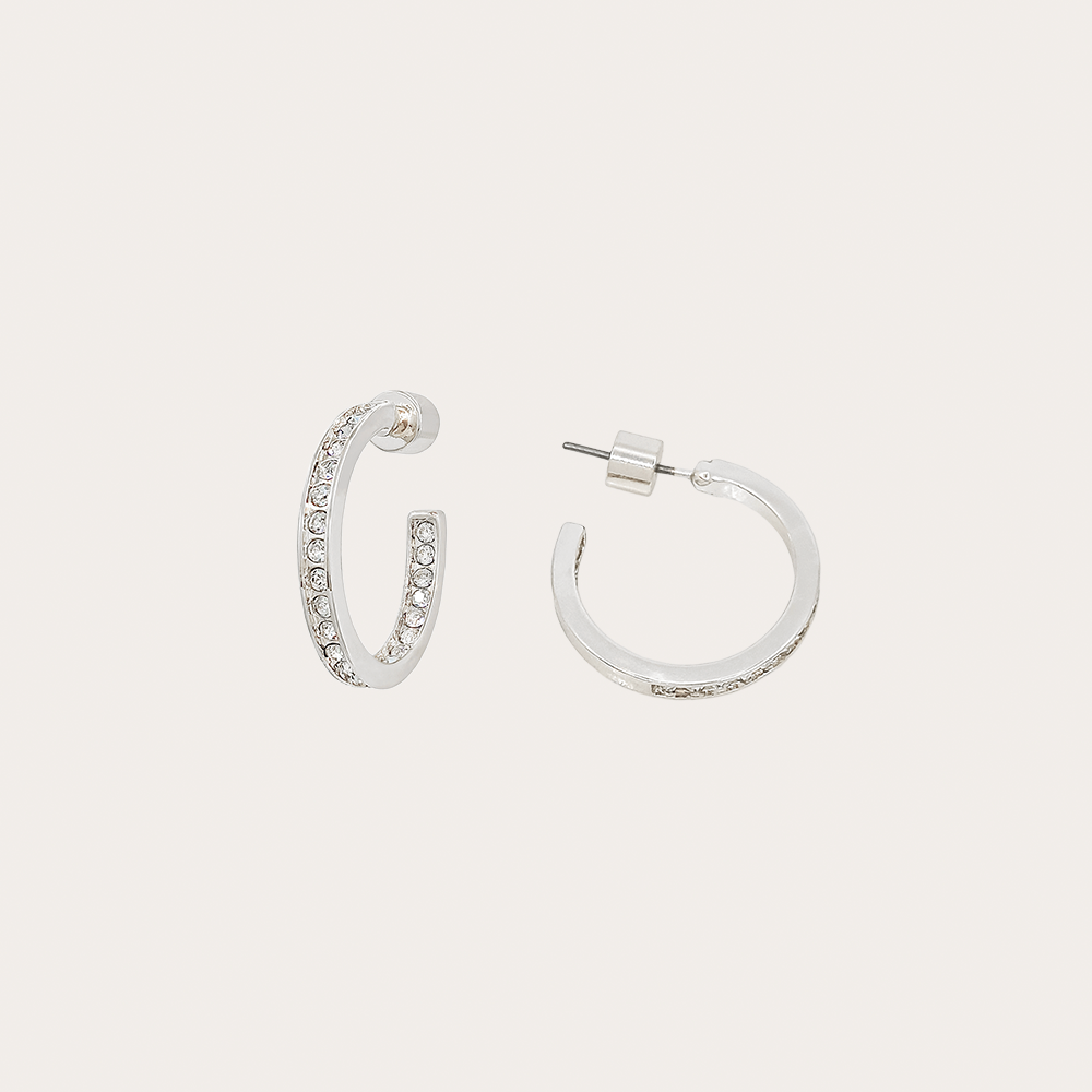Pave Crystal Hoop Earrings