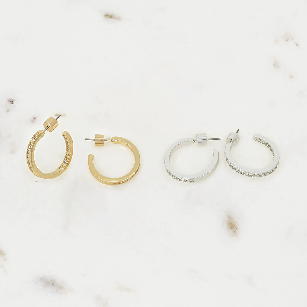 Pave Crystal Hoop Earrings