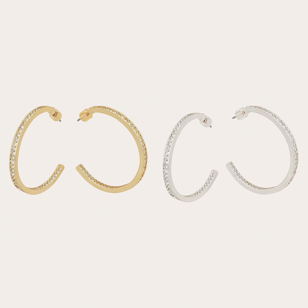 Crystal Pave Hoop Earrings