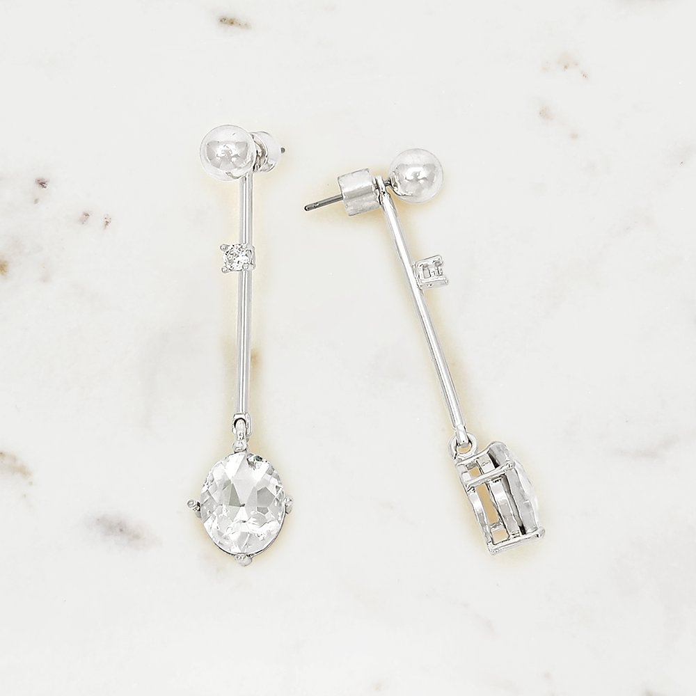 Crystal Drop Bar Earrings