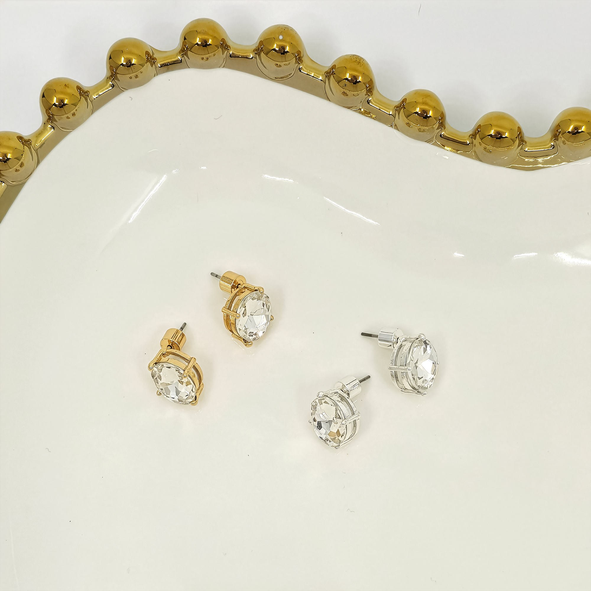 Oval Crystal Stud Earrings