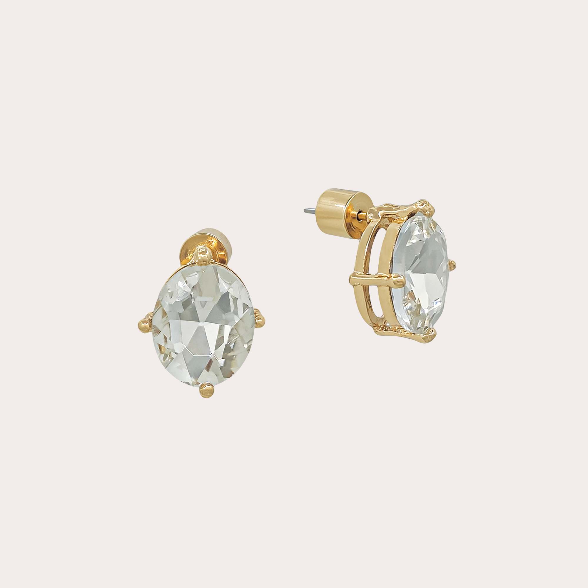 Oval Crystal Stud Earrings