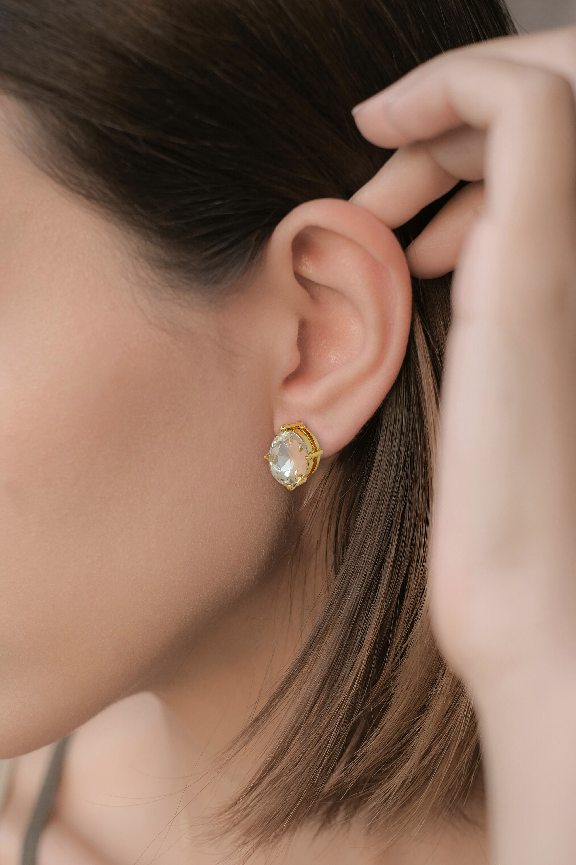 Oval Crystal Stud Earrings