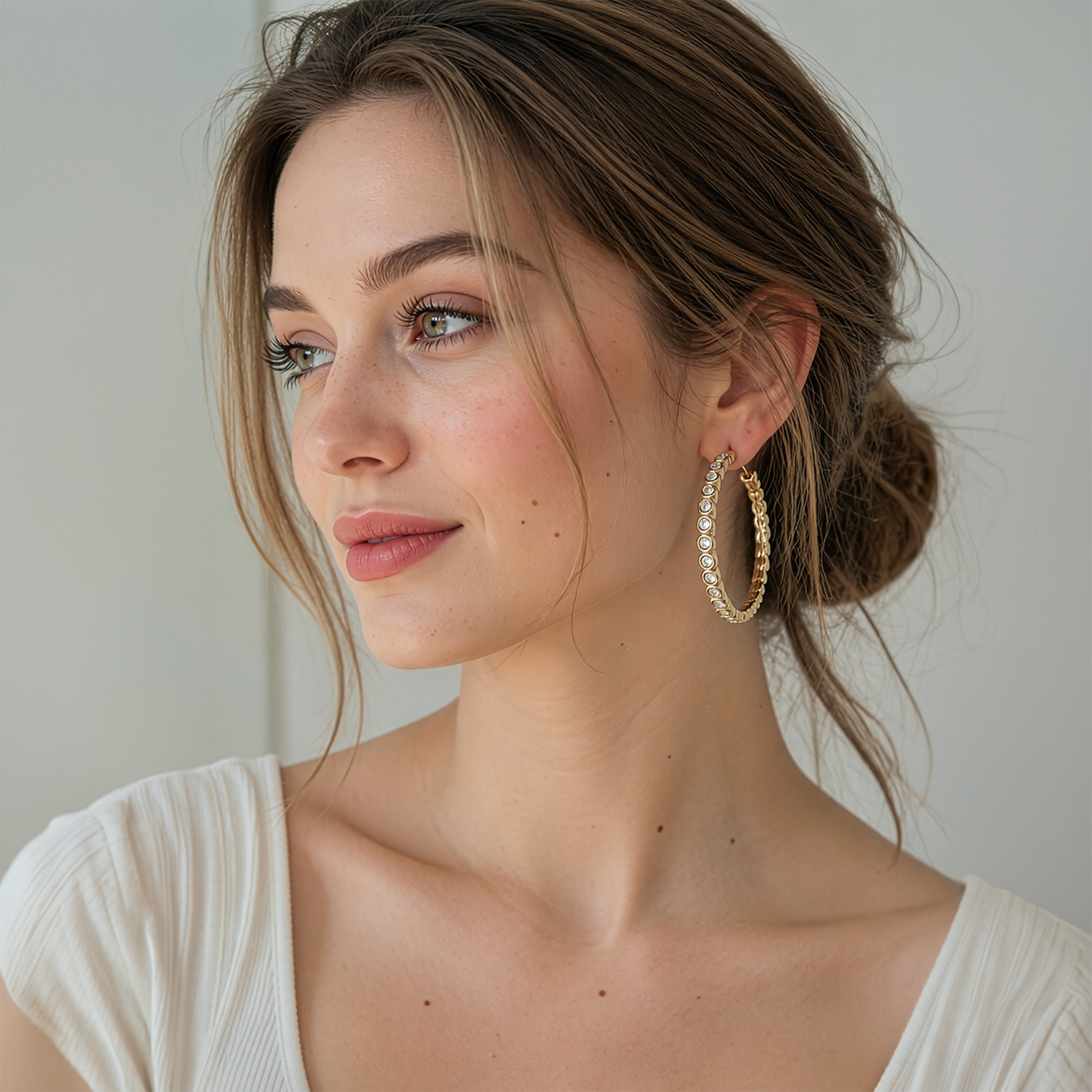 Crystal Pavé Hoop Earrings