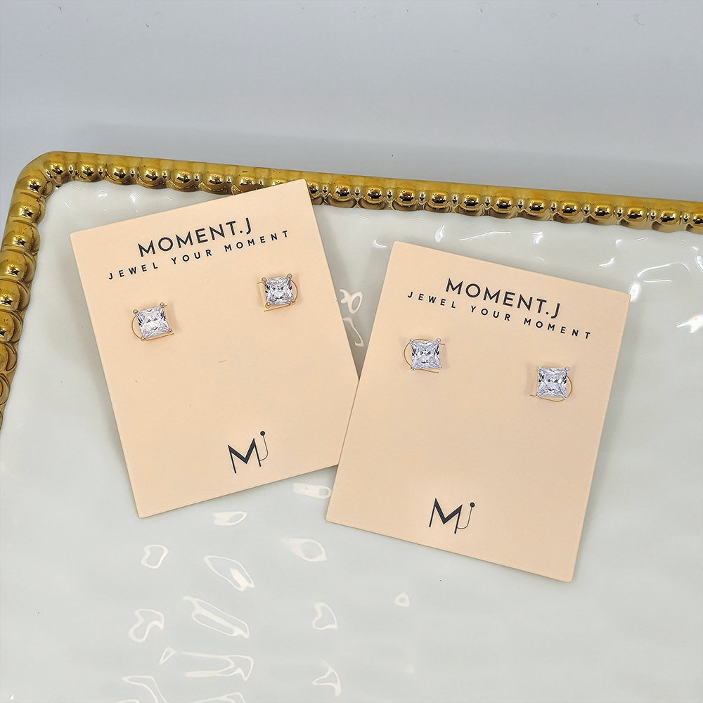 Princess Cut Crystal Stud Earrings