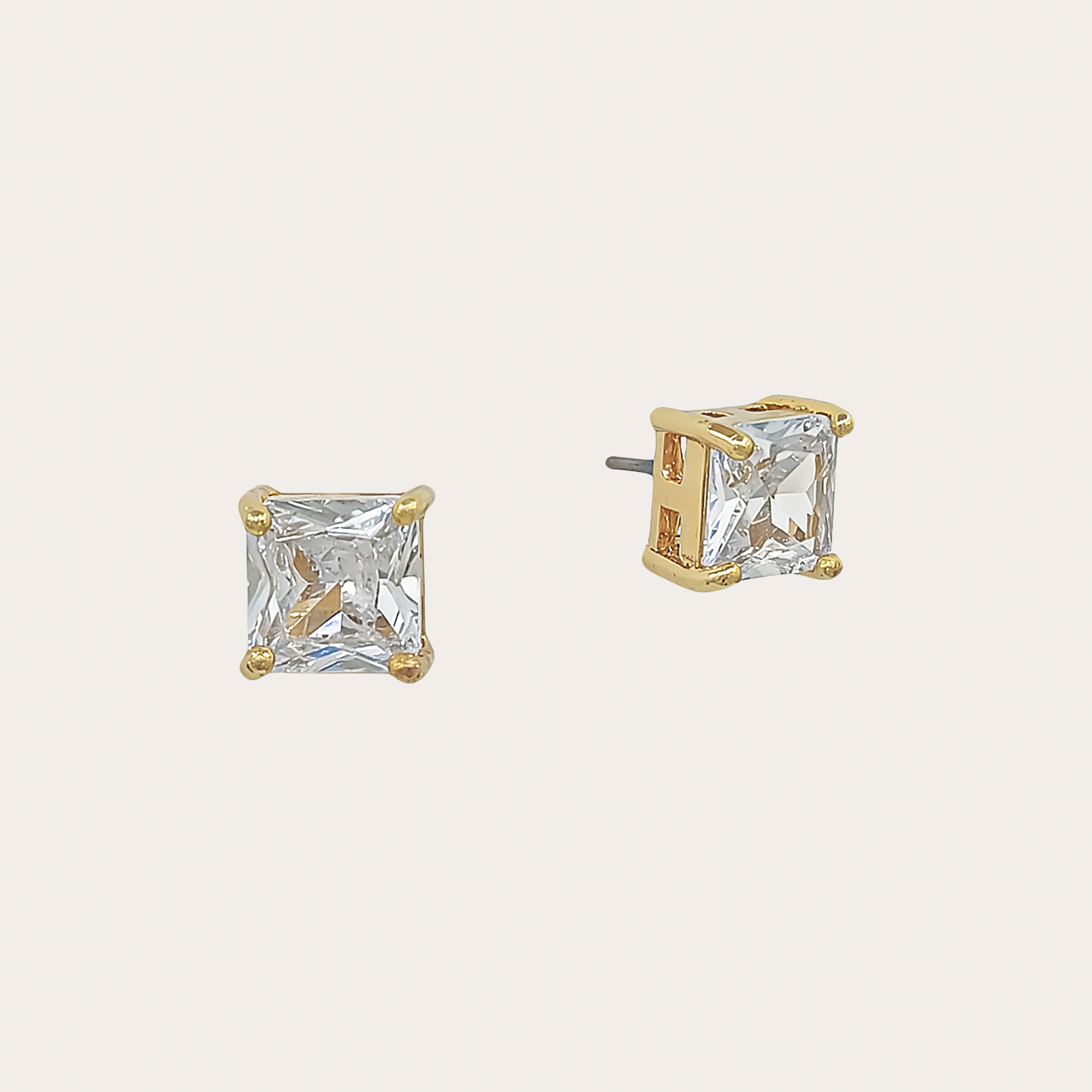 Princess Cut Crystal Stud Earrings