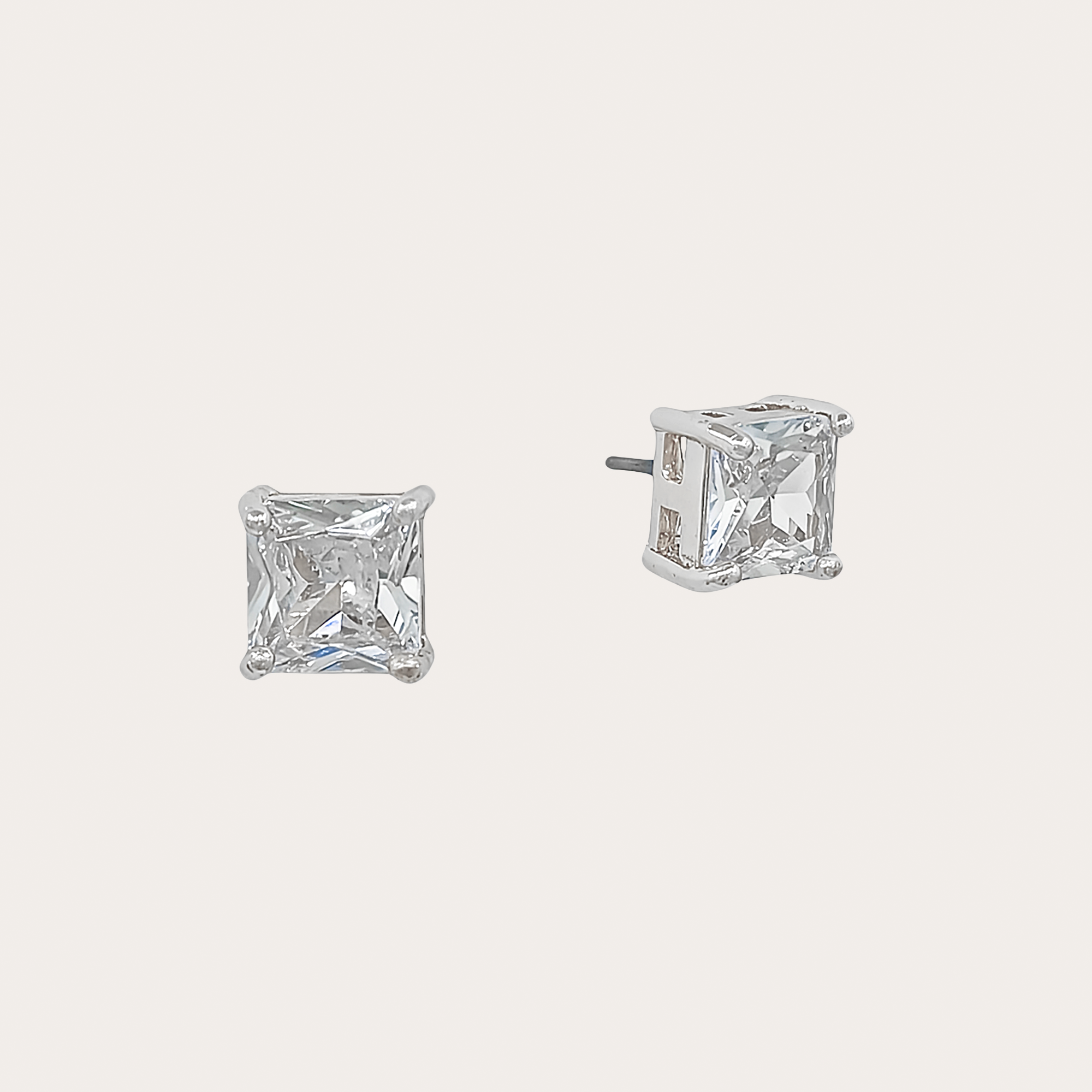 Princess Cut Crystal Stud Earrings