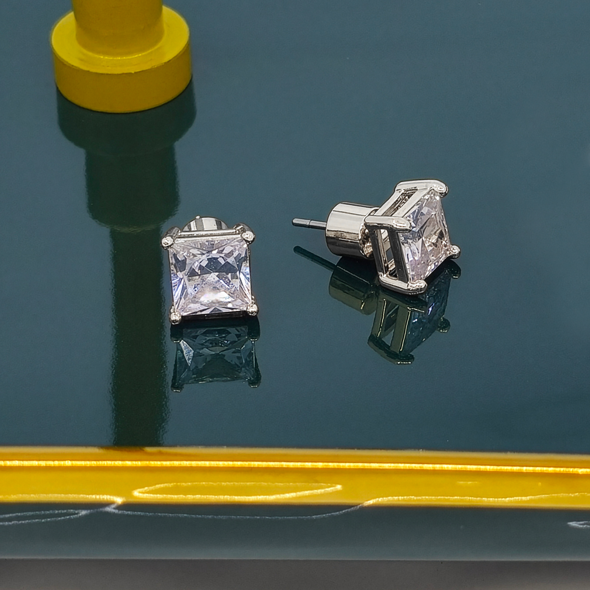Princess Cut Crystal Stud Earrings