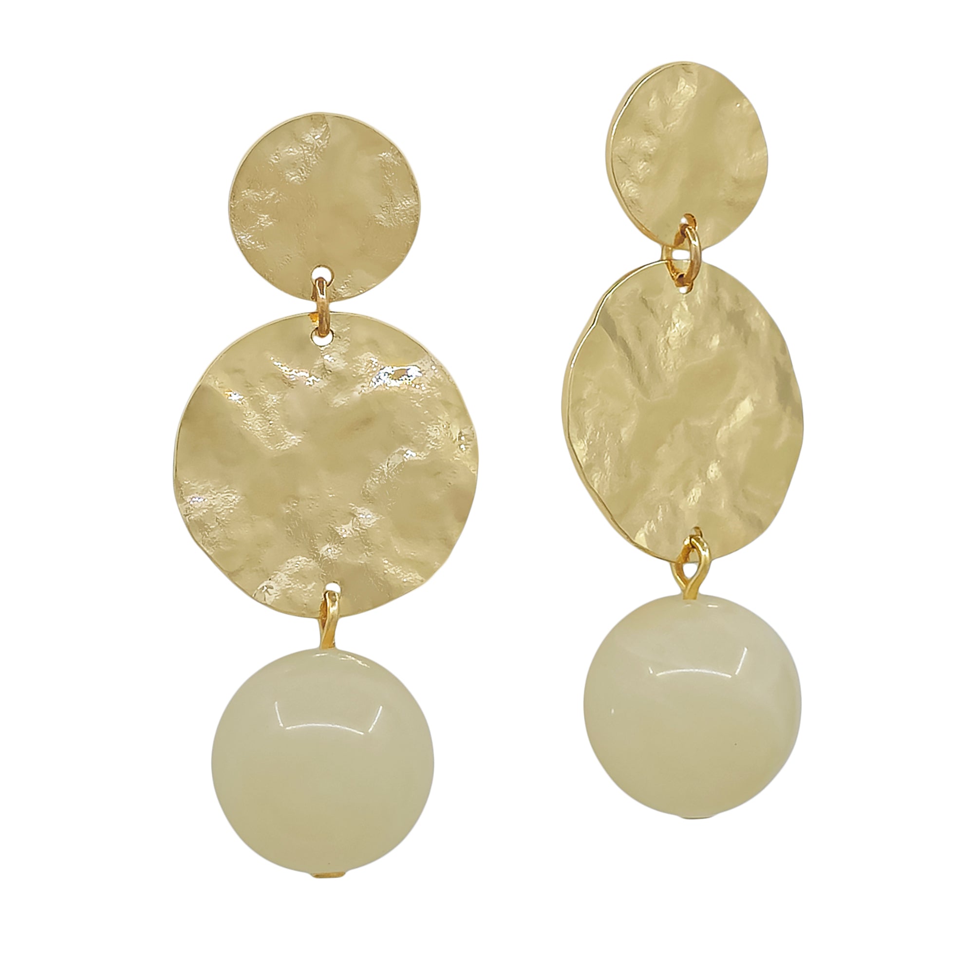 Hammered Disc Ball Drop Earrings