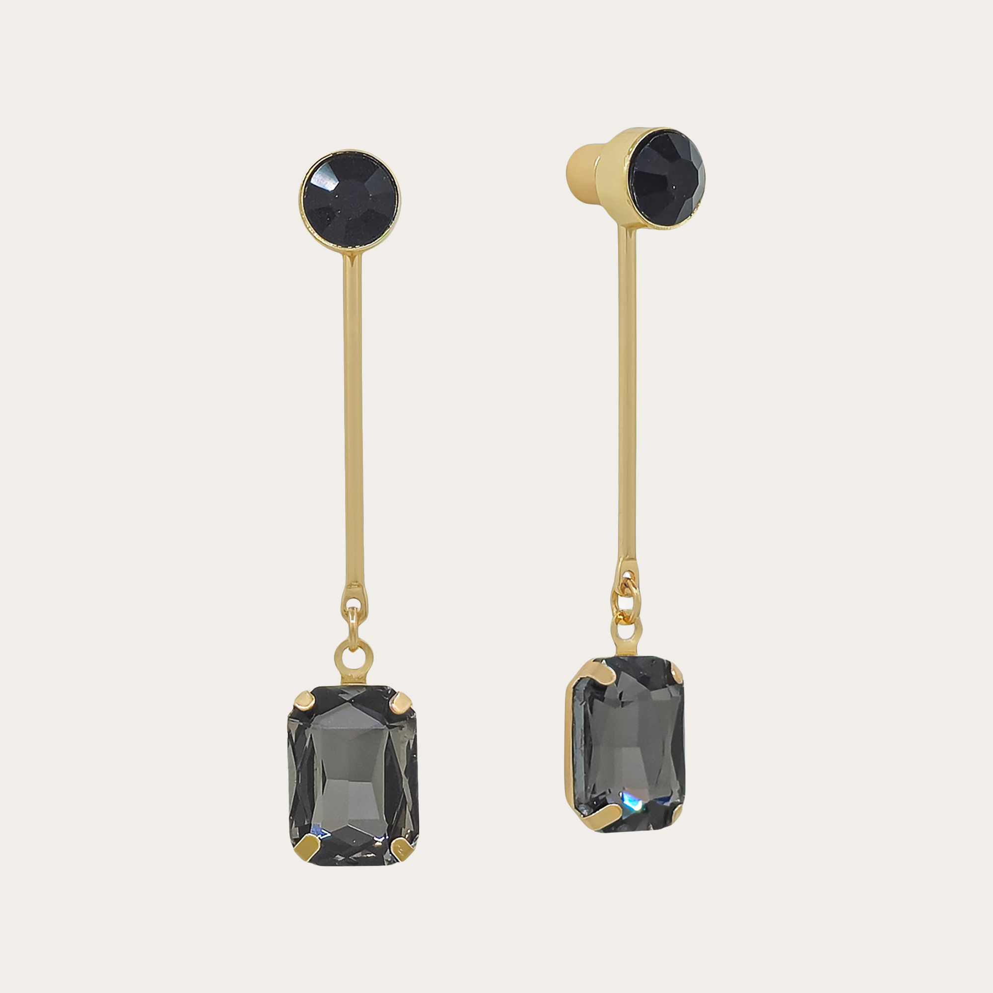 Crystal Geometric Bar Drop Earrings
