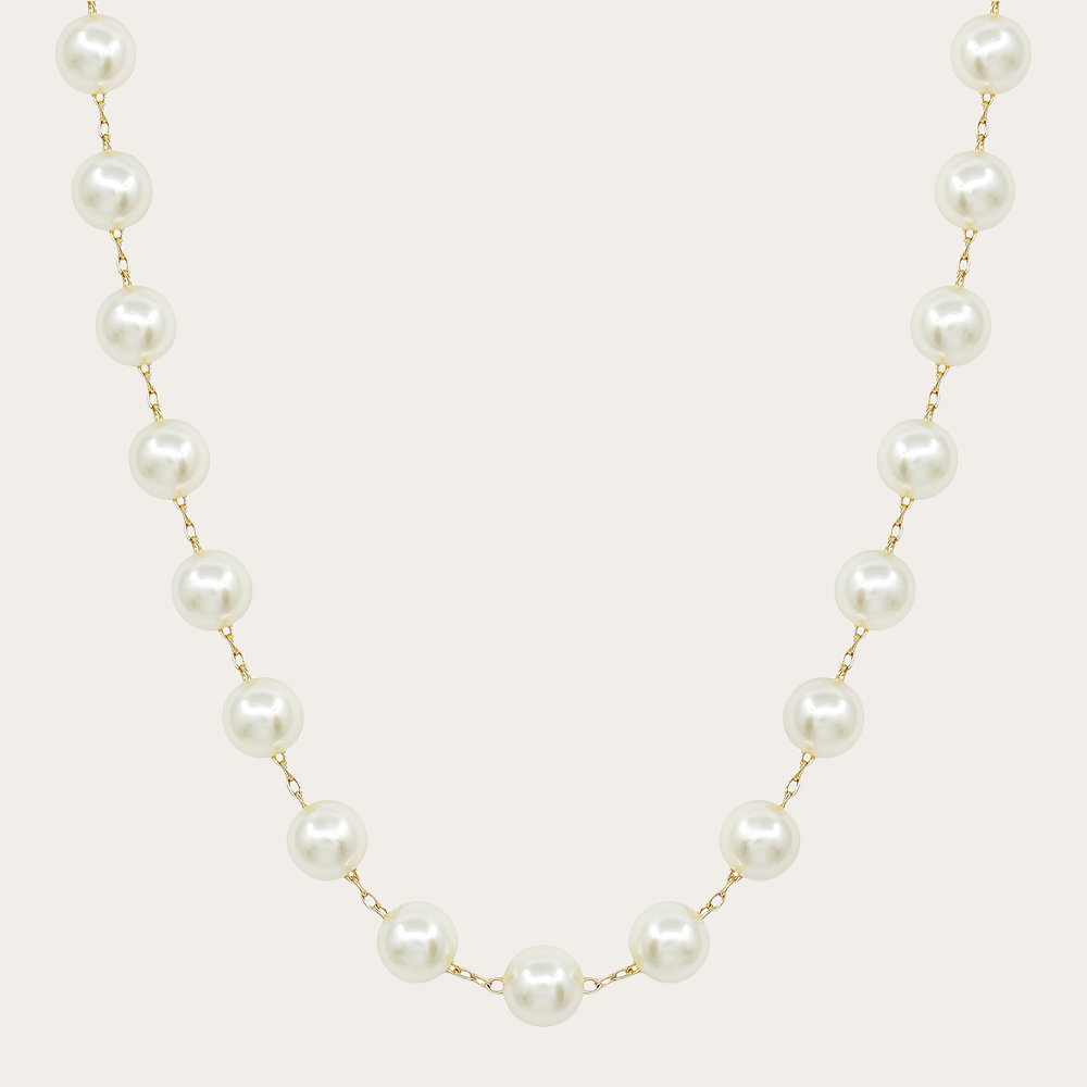 Elegant Pearl Necklace with Gold Chain