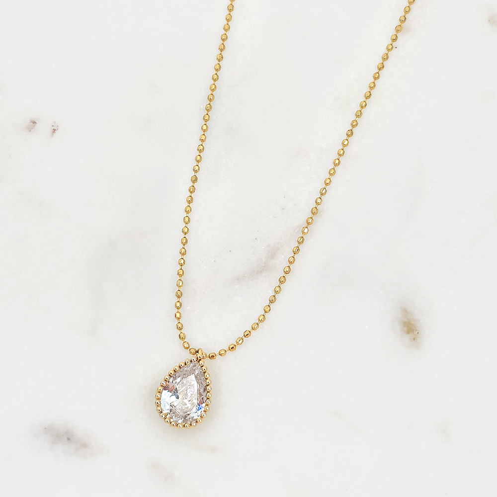 Teardrop CZ Pendant Necklace