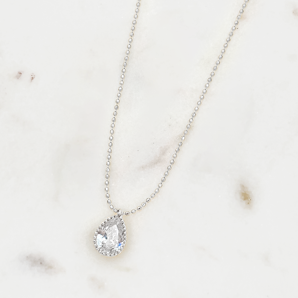 Teardrop CZ Pendant Necklace