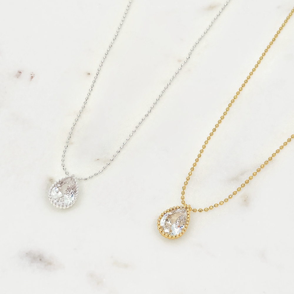 Teardrop CZ Pendant Necklace