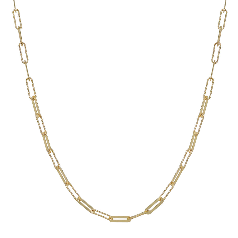 Paperclip Chain Necklace, Gold & Silver Mixed Link Necklace, Minimalist Jewelry