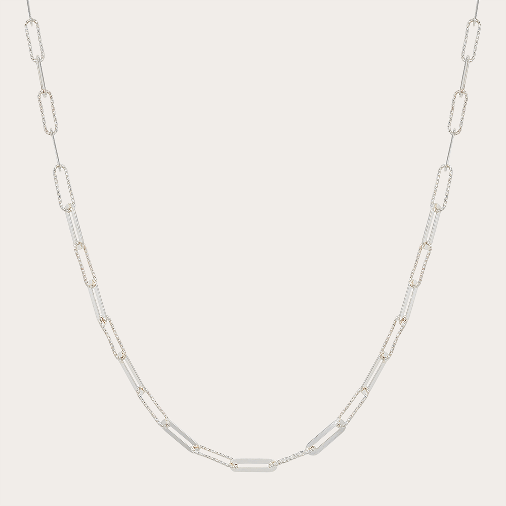 Paperclip Chain Necklace, Gold & Silver Mixed Link Necklace, Minimalist Jewelry