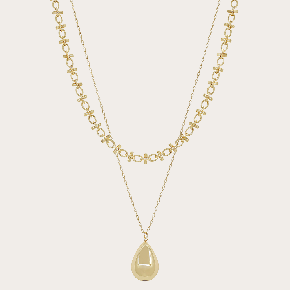 Layered Teardrop Pendant Necklace