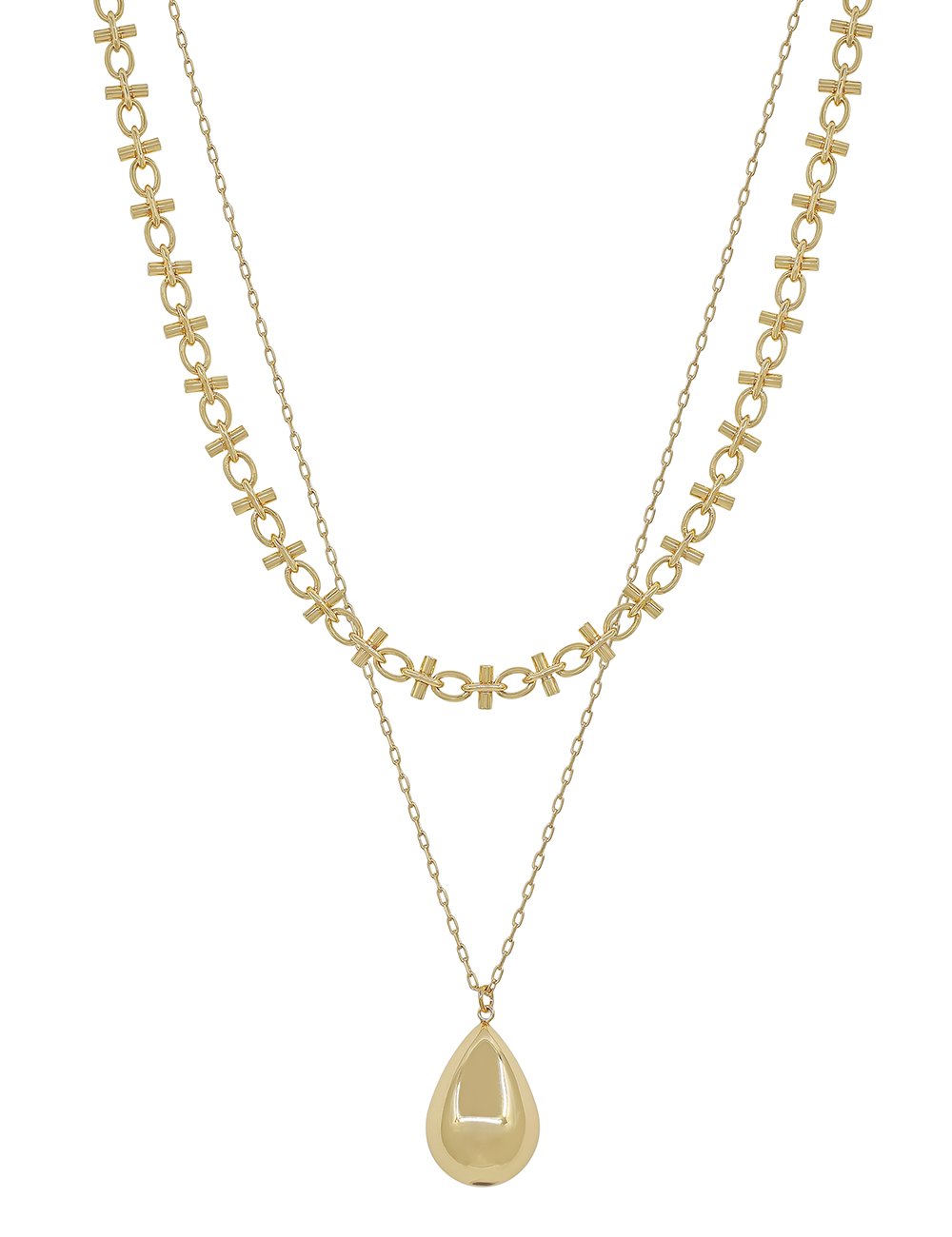 Layered Teardrop Pendant Necklace