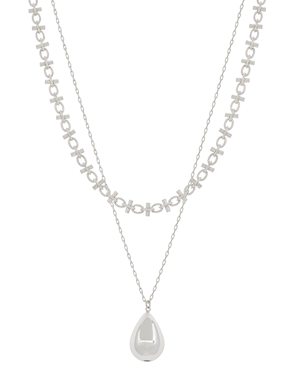 Layered Teardrop Pendant Necklace