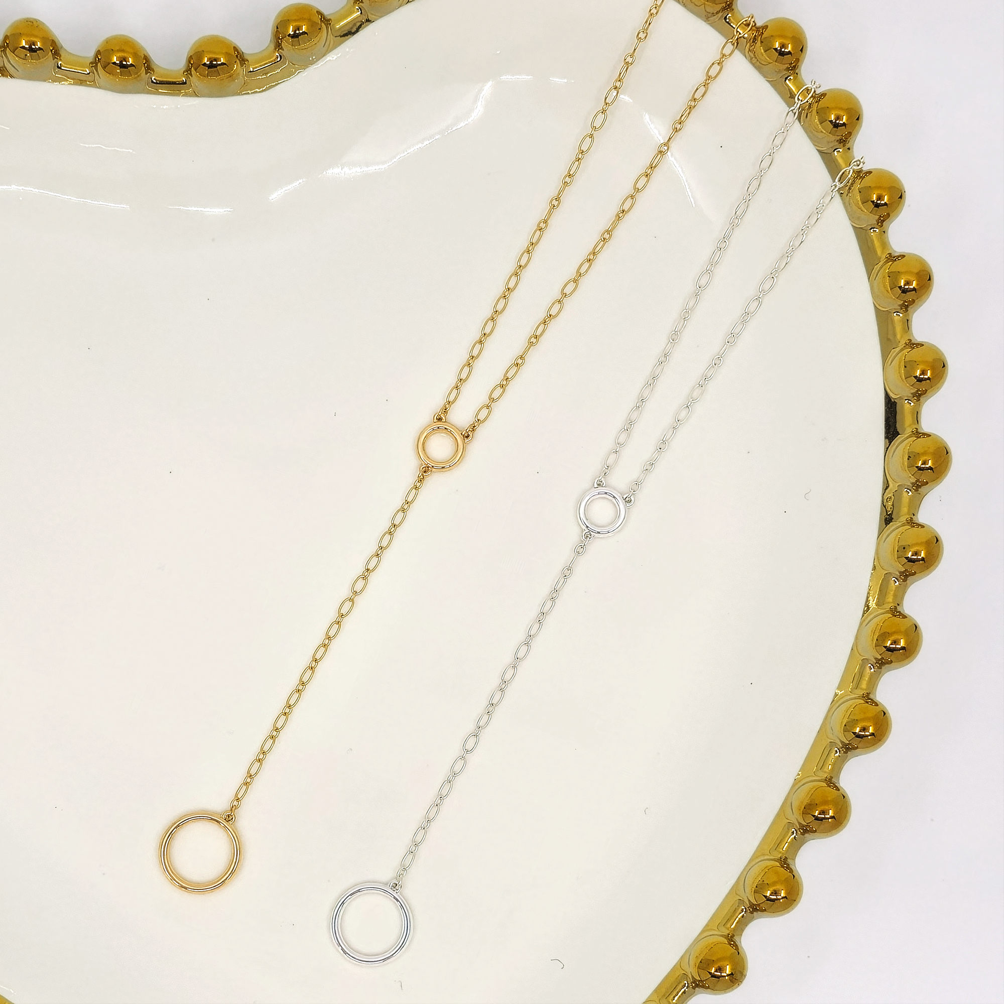 Geometric Circle Y Drop Necklace