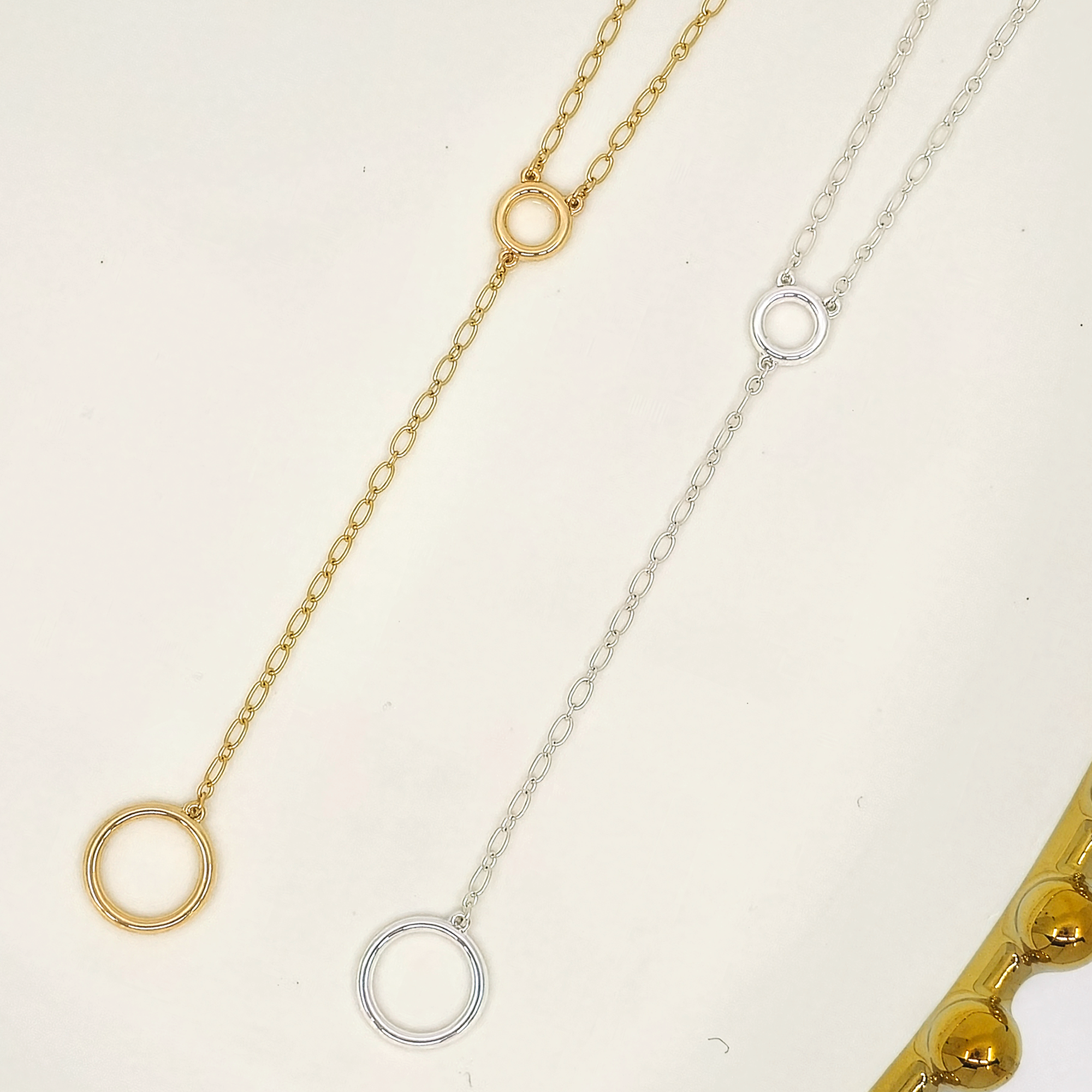 Geometric Circle Y Drop Necklace
