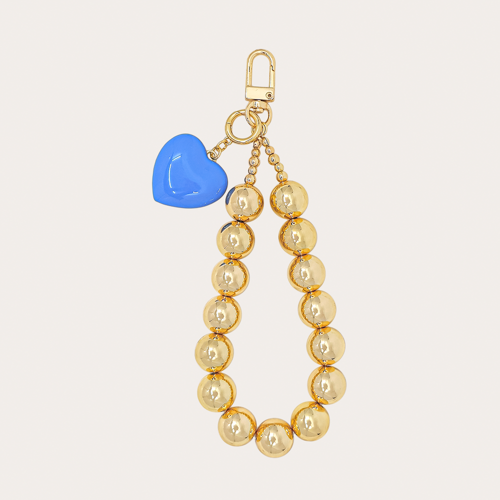 Gold Beaded Heart Charm – Bag & Phone Accessory