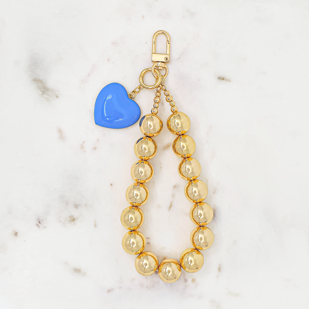 Gold Beaded Heart Charm – Bag & Phone Accessory
