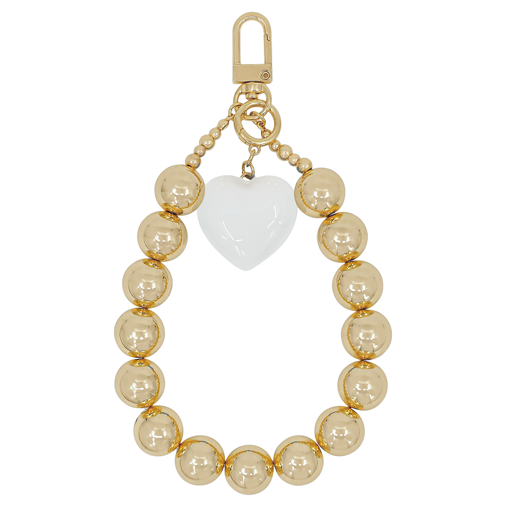 Gold Beaded Heart Charm – Bag & Phone Accessory