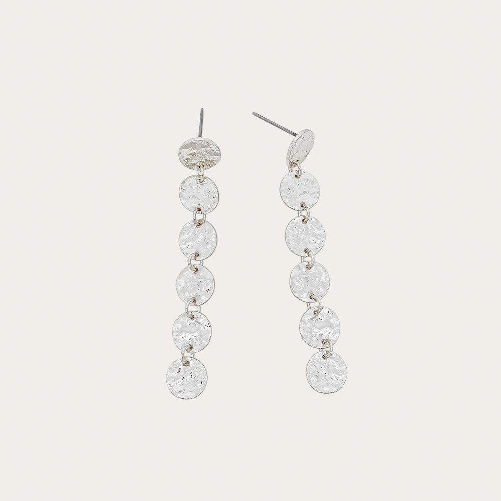 Textured Disc Linear Drop Earrings – Gold & Silver-Tone Statement Dangles