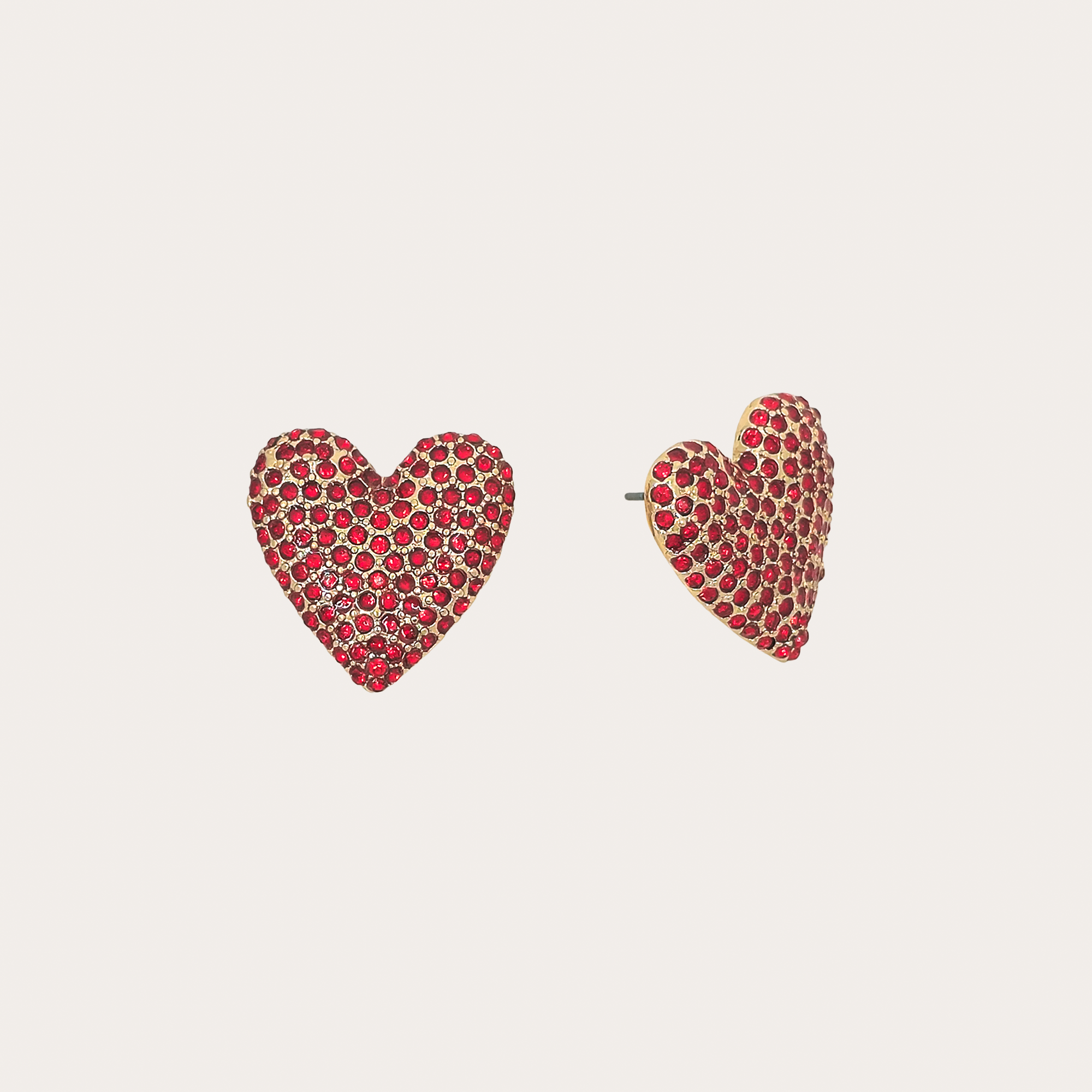 Crystal Pavé Heart Stud Earrings