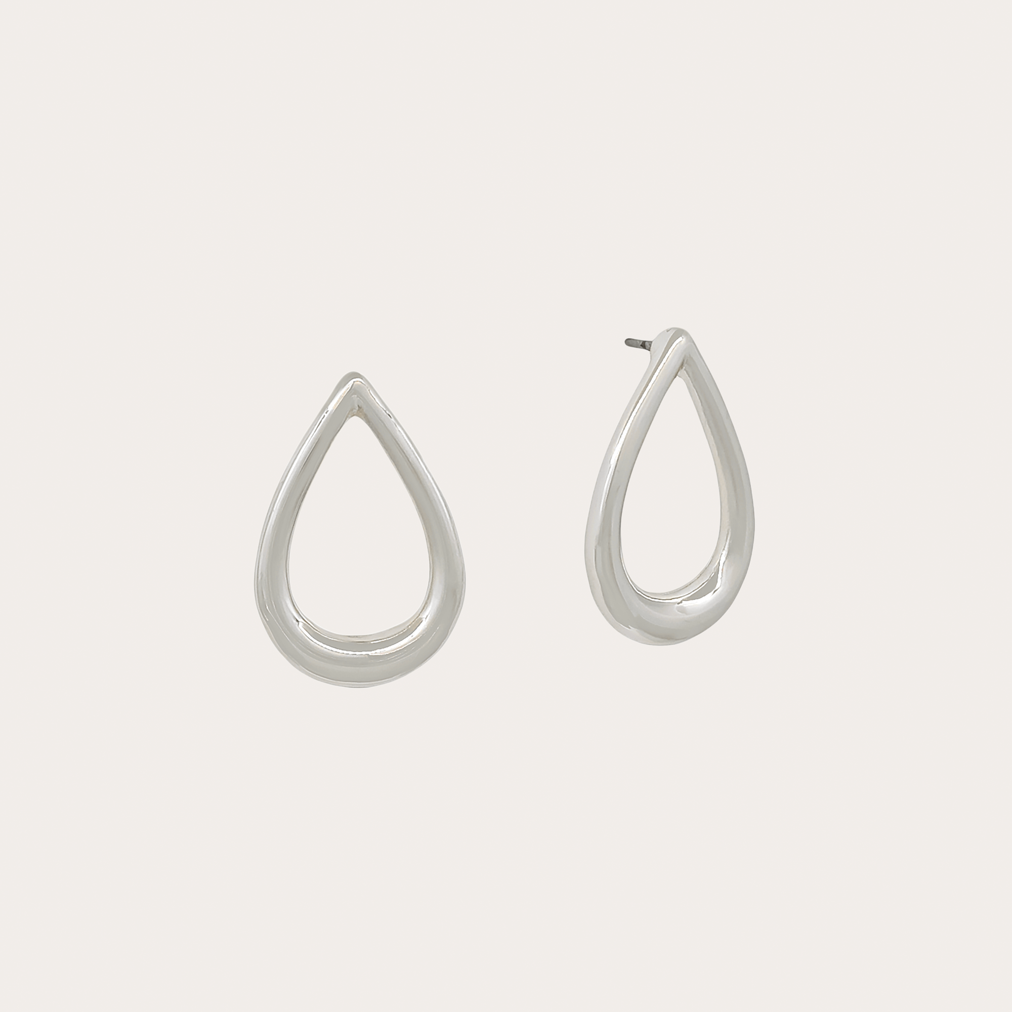 Modern Teardrop Open Stud Earrings