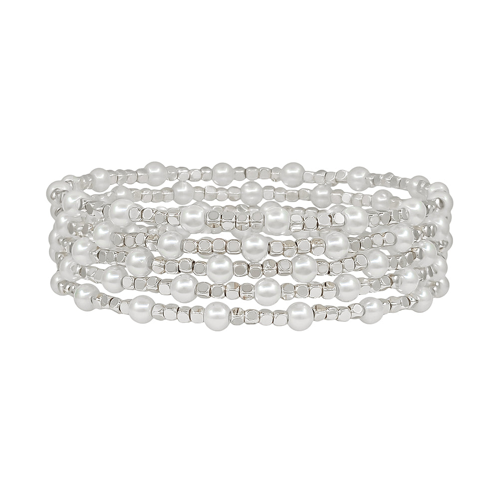 Multi-Strand Pearl Beaded Bracelet