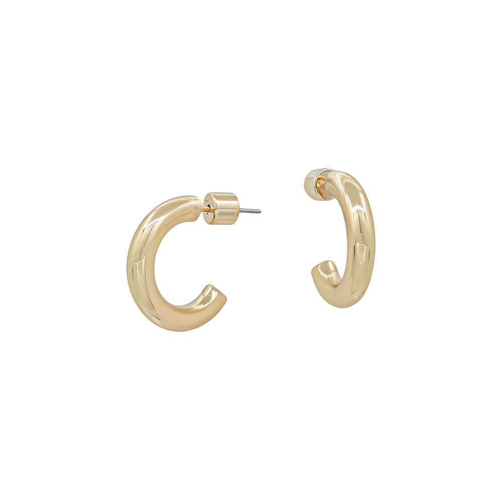 Polished Gold Hoop Huggie Earrings