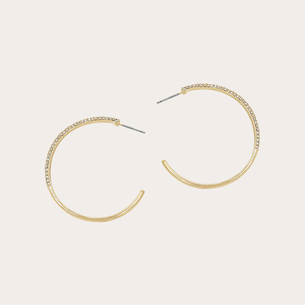 Pavé Crystal Open Hoop Earrings