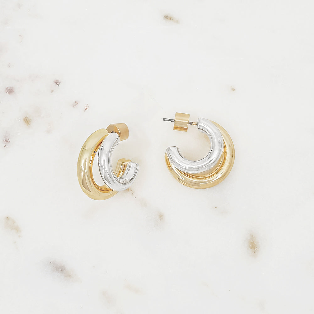 Bold Double-Line Hoop Earrings