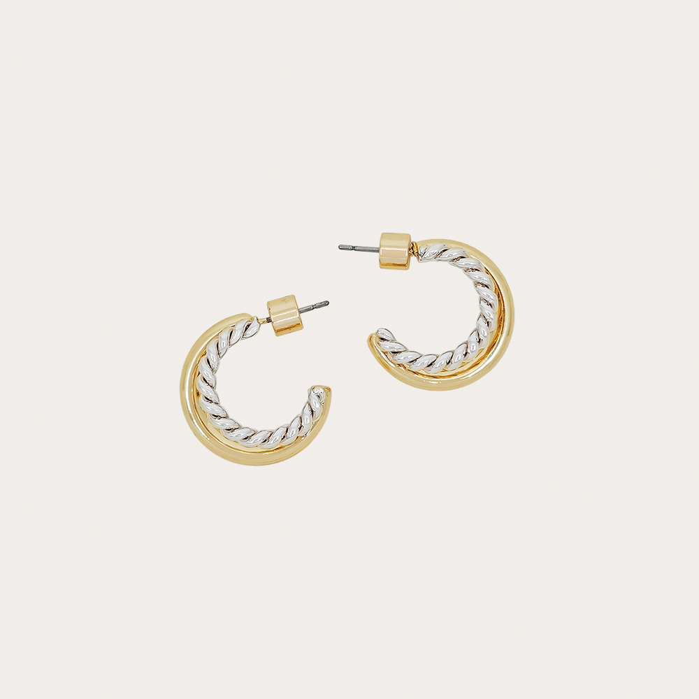 Elegant Twisted Gold Hoop Earrings