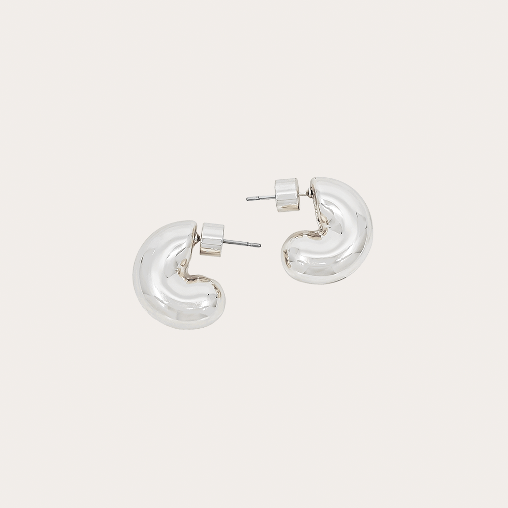 Chunky Dome Huggie Hoop Earrings – Gold & Silver-Tone Minimalist Studs