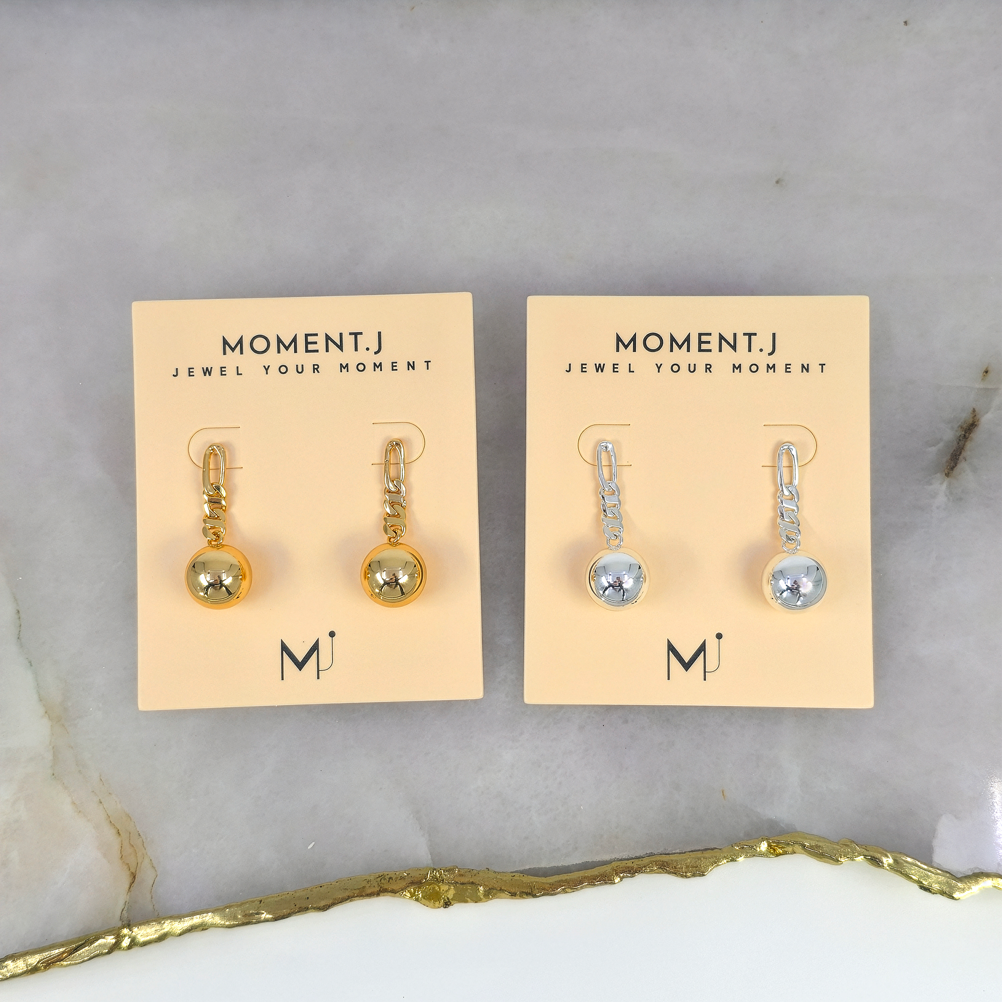 Chain Link Ball Drop Earrings