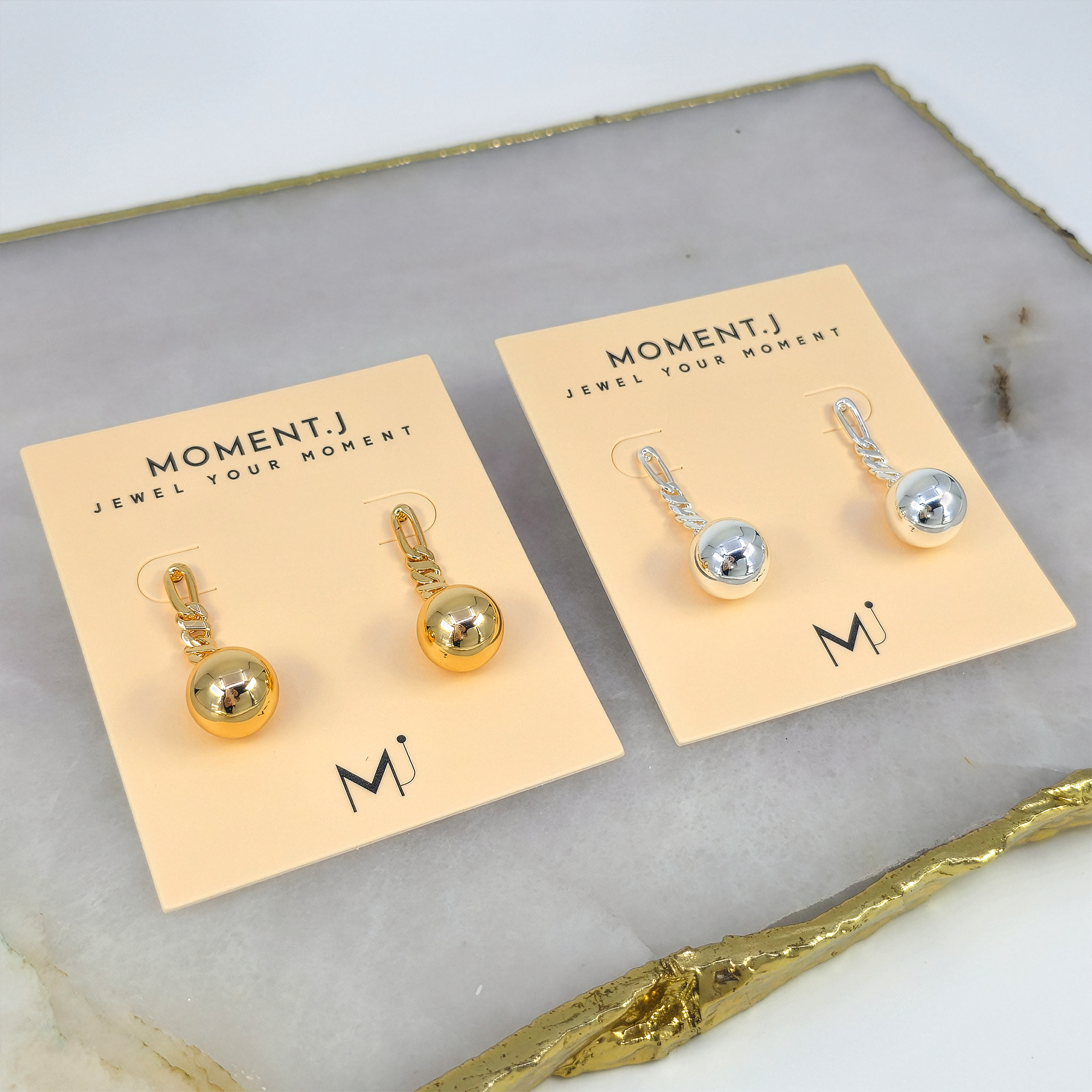 Chain Link Ball Drop Earrings