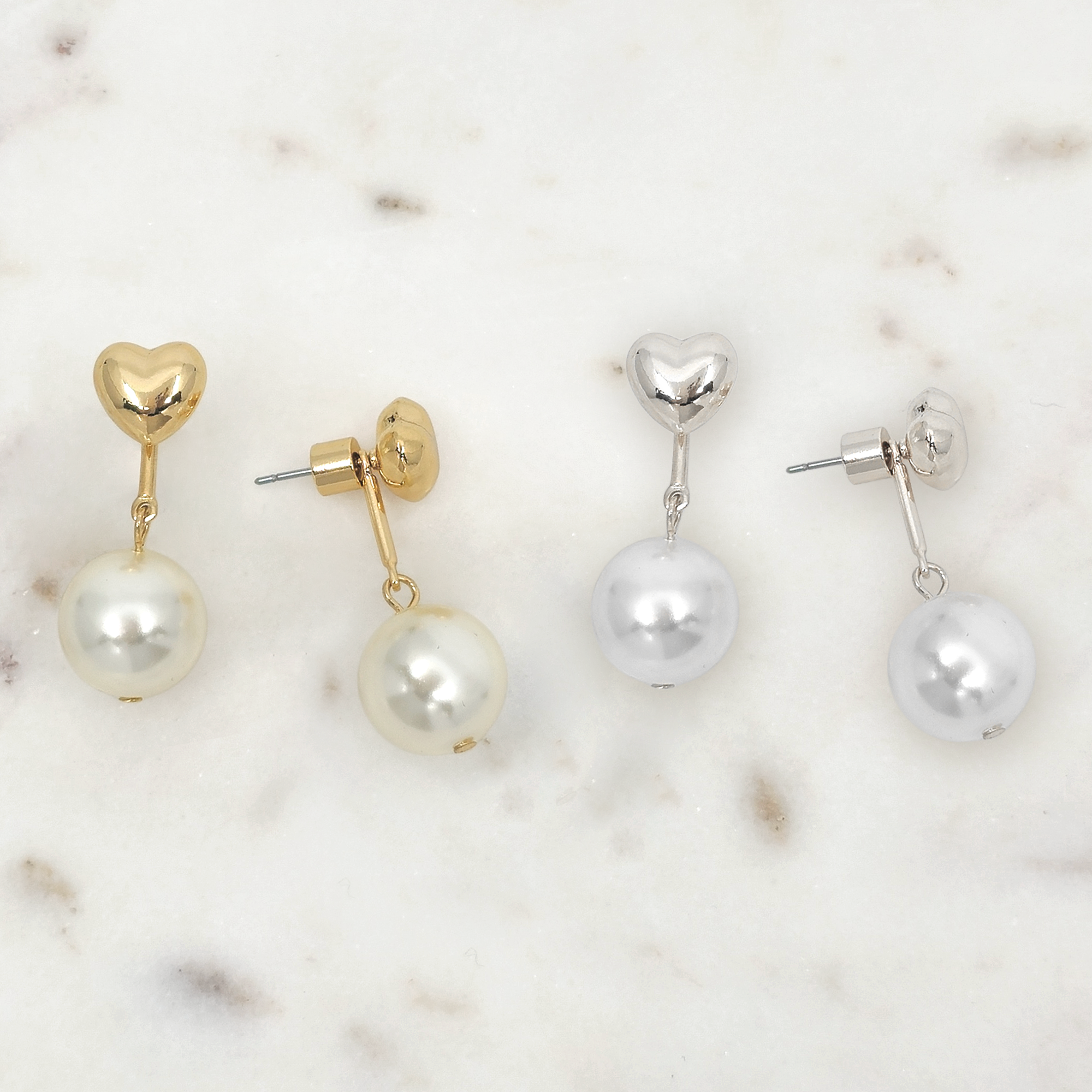 Heart Pearl Drop Earrings