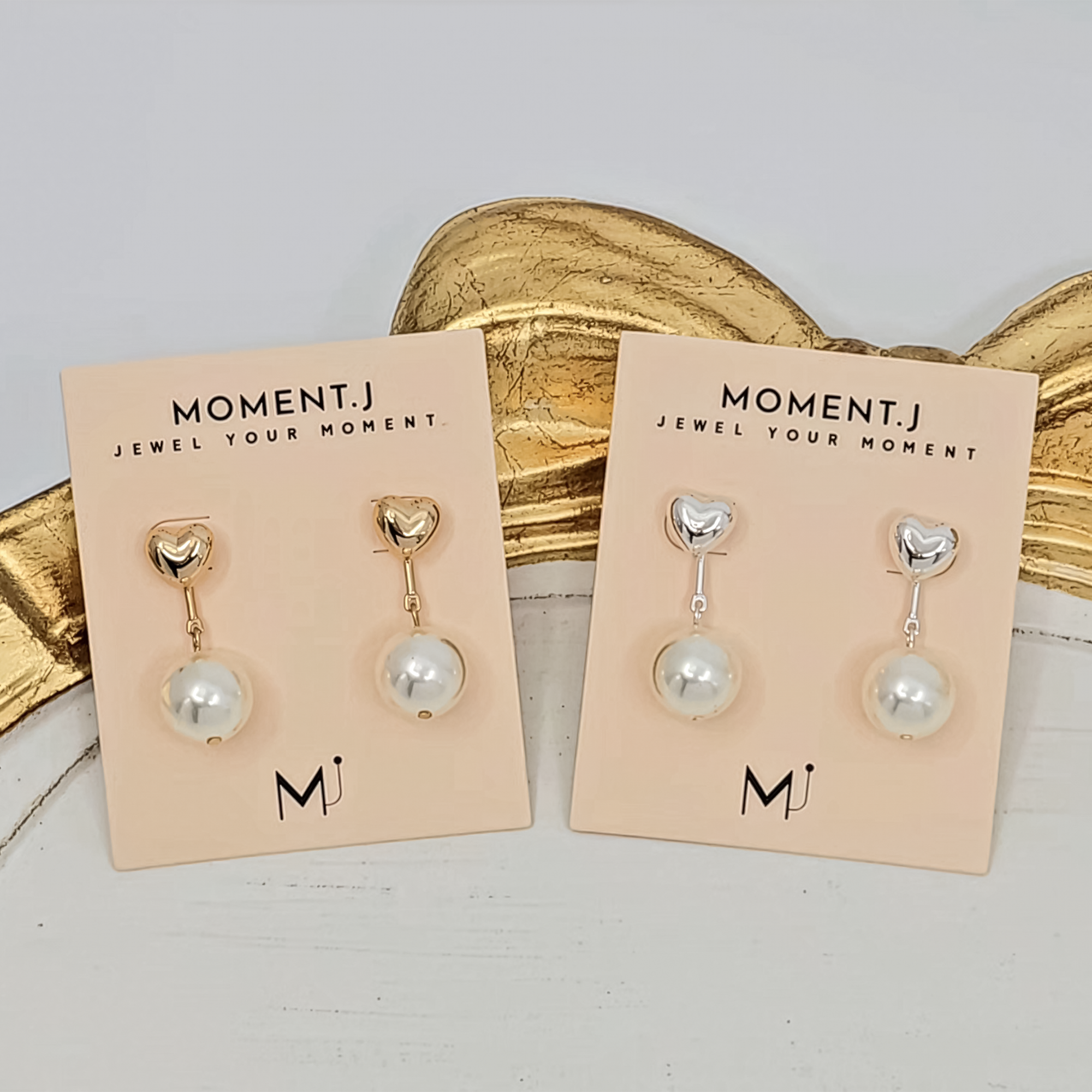 Heart Pearl Drop Earrings